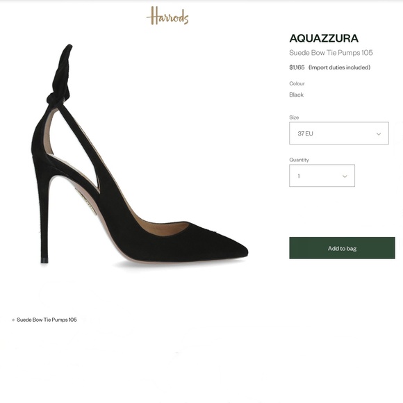 Aquazzura Black Suede Bow Tie Pumps 105 US8.5 / IT38.5 - Picture 7 of 16